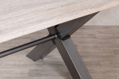 travertine-top-gunmetal-X-based-dining-table-base